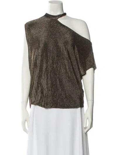 Pre-owned Rta One-shoulder Short Sleeve Blouse W/ Tags In Gold
