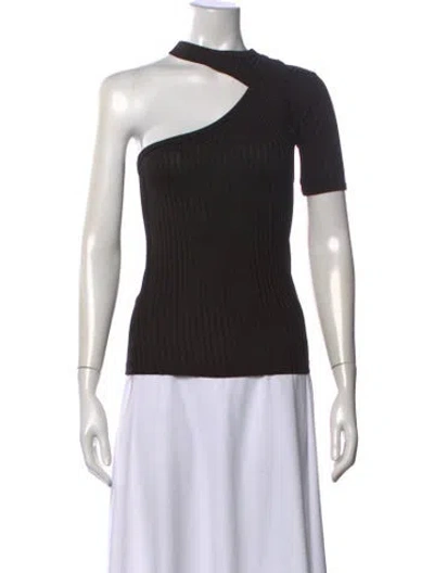Pre-owned Rta One-shoulder Short Sleeve Top In Black