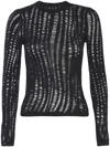 Rta Long Sleeve Fishnet Top In Black