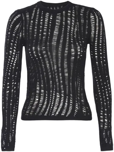 Rta Long Sleeve Fishnet Top In Black