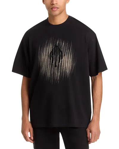 Rta Oversized Fit Colin Black Etched Monogram Tee