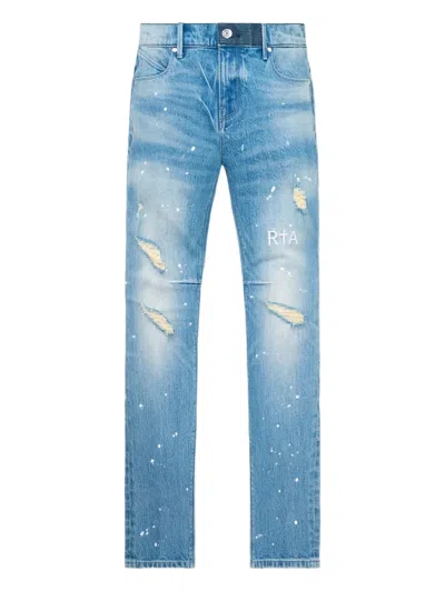 Rta Painted Distressed Jeans In Blue