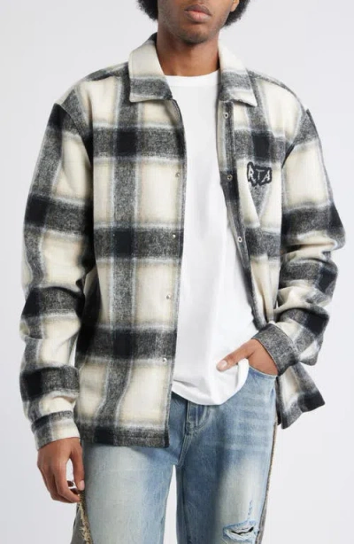Rta Parlan Circuit Board Graphic Plaid Shacket In Multi