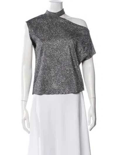 Pre-owned Rta Patterned Asymmetrical Top In White