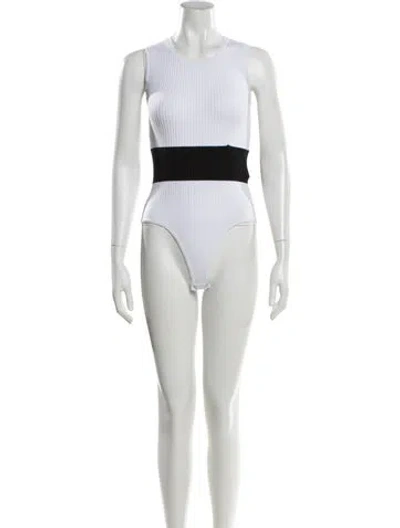 Pre-owned Rta Patterned Crew Neck Crop Top In White
