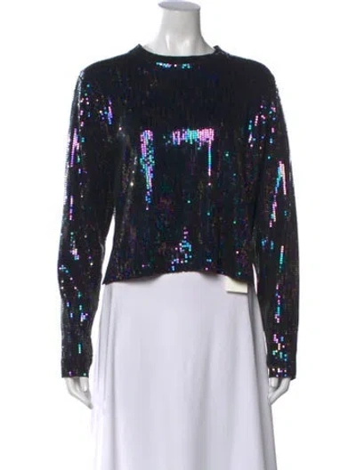 Pre-owned Rta Patterned Crew Neck Top In Blue