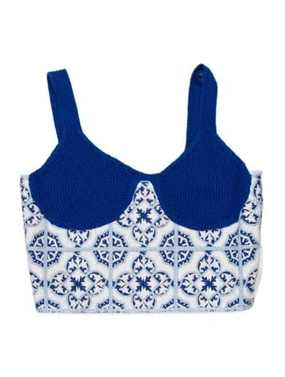 Pre-owned Rta Patterned Square Neckline Crop Top W/ Tags In Blue