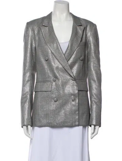 Pre-owned Rta Plaid Print Blazer In Silver