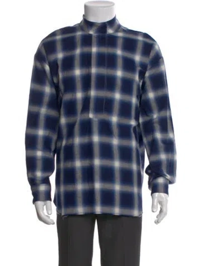 Pre-owned Rta Plaid Print Crew Neck T-shirt In Blue