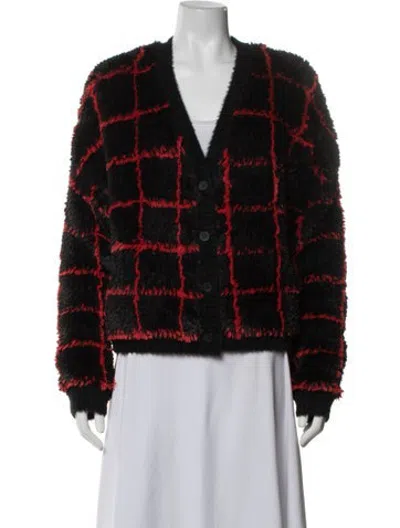 Pre-owned Rta Plaid Print Faux Fur Jacket In Black