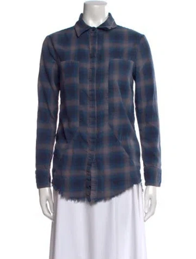 Pre-owned Rta Plaid Print Long Sleeve Button-up Top In Blue