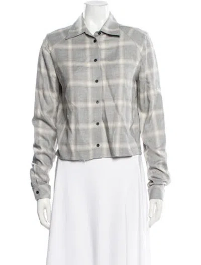 Pre-owned Rta Plaid Print Long Sleeve Button-up Top In Gray