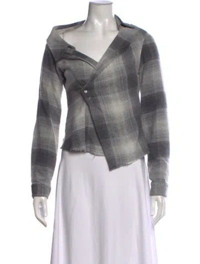 Pre-owned Rta Plaid Print V-neck Top In Gray