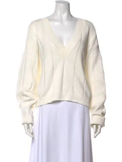 Pre-owned Rta Plunge Neckline Sweater In White