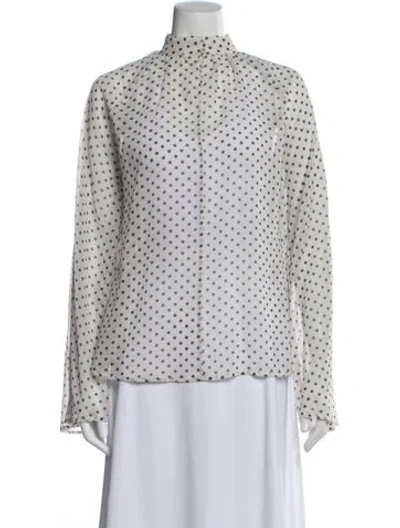 Pre-owned Rta Polka Dot Print Long Sleeve Blouse In Blue