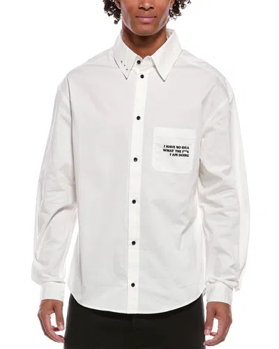 Rta Poplin Slogan Shirt In White