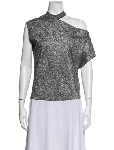 Pre-owned Rta Printed Asymmetrical Top In Metallic/silver