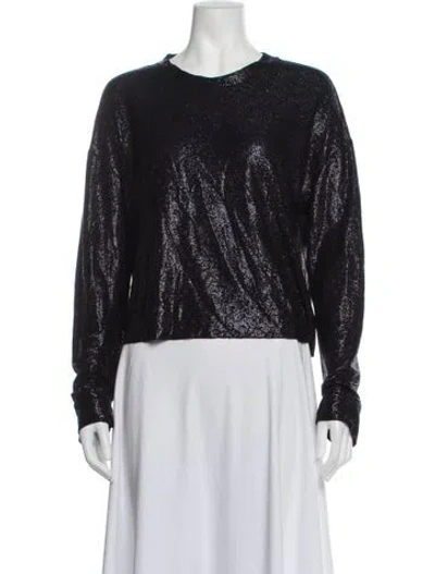 Pre-owned Rta Printed Crew Neck Top In Blue/metallic