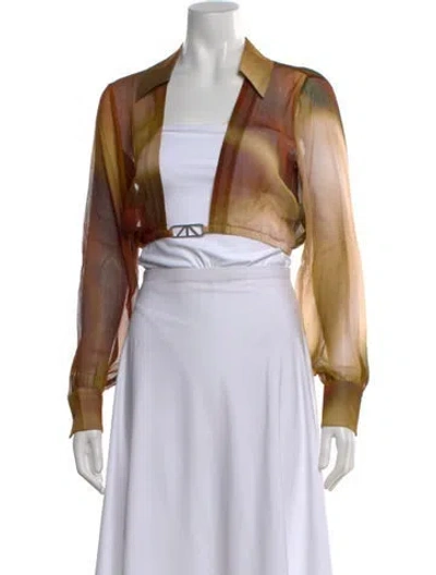 Pre-owned Rta Printed Long Sleeve Top W/ Tags In Brown