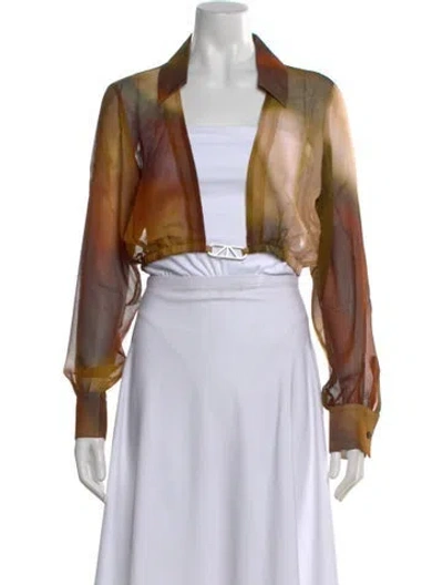 Pre-owned Rta Printed Long Sleeve Top W/ Tags In Brown