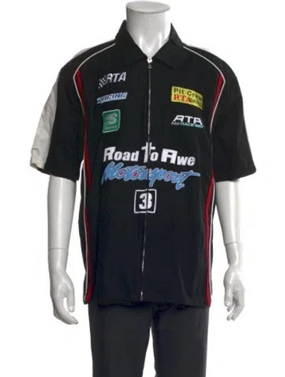Pre-owned Rta Printed Short Sleeve Shirt In Black