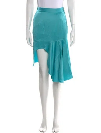 Pre-owned Rta Raw-edge Trim Knee-length Skirt W/ Tags In Blue