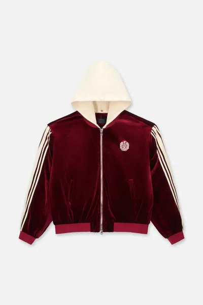 Rta Rei Bomber Hoodie In Burgundy Crest