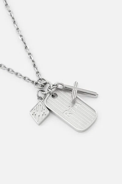 Rta Rion Charm Tag Necklace In Silver