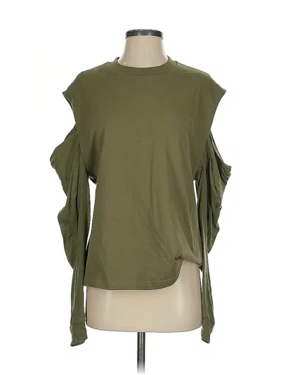 Pre-owned Rta Road To Awe Short Sleeve Top Green Cold Shoulder Neckline Tops