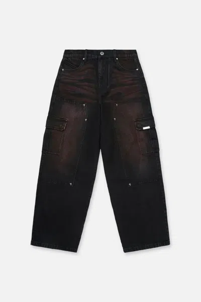 Rta Ryan Wide Leg Carpenter Jean In Black