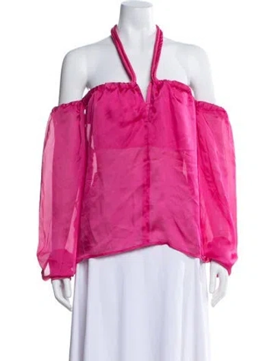 Pre-owned Rta Satin Halterneck Blouse W/ Tags In Pink