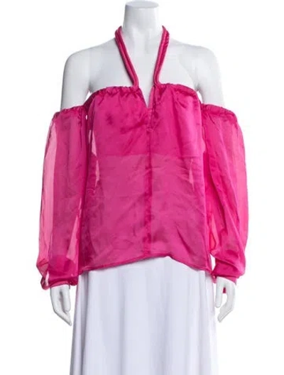 Pre-owned Rta Satin Off-the-shoulder Blouse W/ Tags In Pink