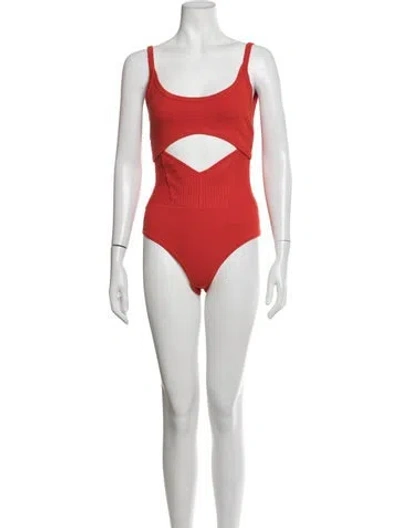 Pre-owned Rta Scoop Neck Sleeveless Bodysuit In Red
