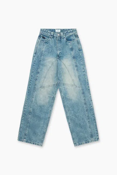 Rta Seam Detail Wide Leg Jean In Blue