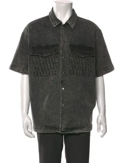 Pre-owned Rta Short Sleeve Denim Shirt In Black