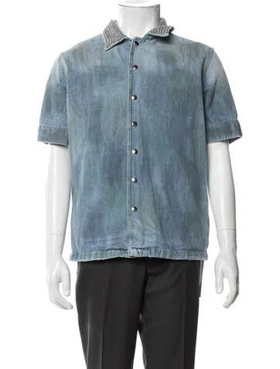 Pre-owned Rta Short Sleeve Denim Shirt In Blue