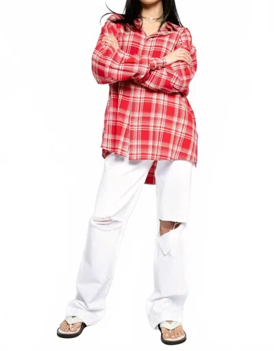 Rta Sierra Shirt In Red Plaid In Multi