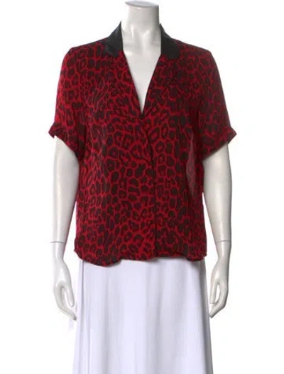 Pre-owned Rta Silk Animal Print Blouse In Red
