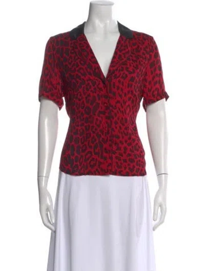 Pre-owned Rta Silk Animal Print Blouse In Red