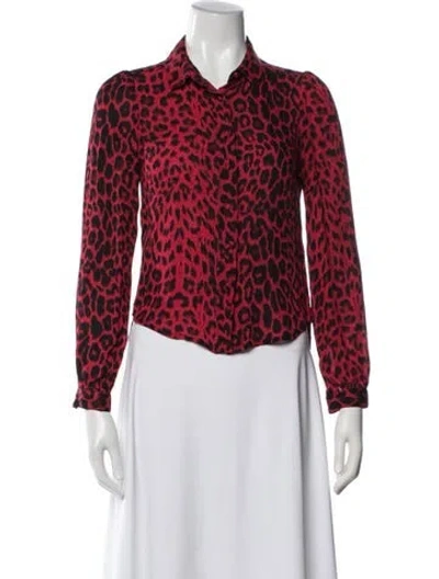 Pre-owned Rta Silk Animal Print Button-up Top In Red