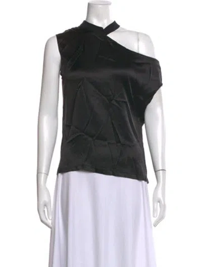 Pre-owned Rta Silk Asymmetrical Top In Black