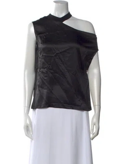Pre-owned Rta Silk Asymmetrical Top In Black