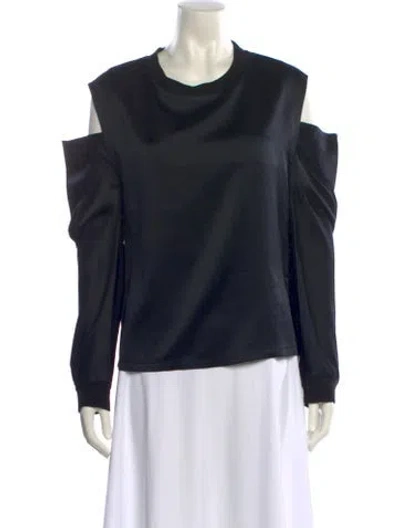 Pre-owned Rta Silk Cowl Neck Sweatshirt In Black