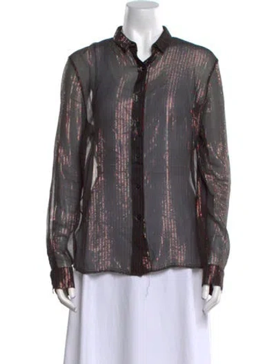 Pre-owned Rta Silk Floral Print Button-up Top In Multi