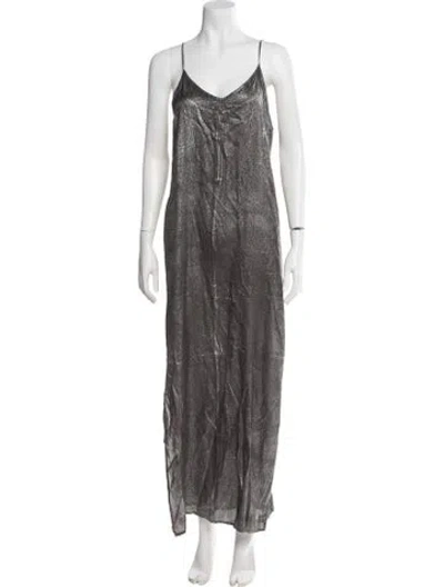 Pre-owned Rta Silk Long Dress In Gray