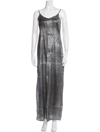 Pre-owned Rta Silk Long Dress In Grey