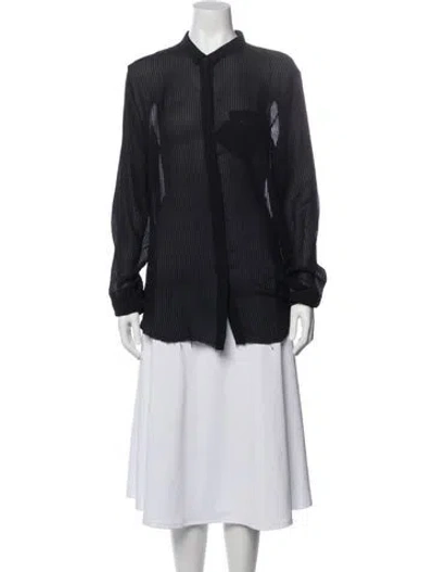 Pre-owned Rta Silk Long Sleeve Button-up Top In Black