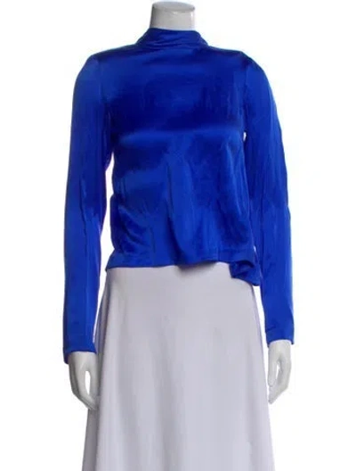 Pre-owned Rta Silk Mock Neck Top In Blue