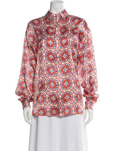 Pre-owned Rta Silk Patterned Blouse In Orange
