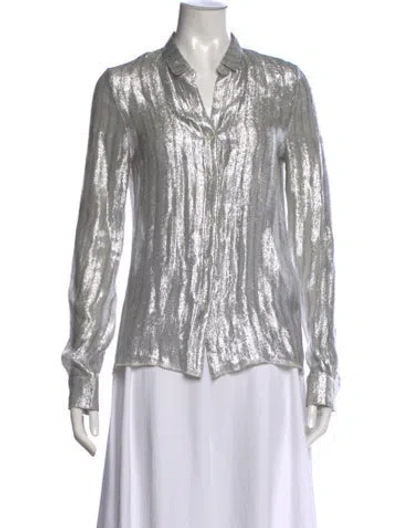 Pre-owned Rta Silk Striped Button-up Top